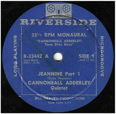 Adderley, Cannonball (Quintet) / Jeannine | Riverside R-33442 | Single, 7&quot; Vinyl | 1960