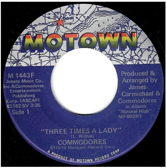 Commodores Three Times A Lady Motown M 1443f Single 7 Vinyl June 1978