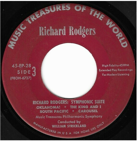 Strickland, William / Richard Rodgers: Symphonic Suite | Music Treasures of the World 45-EP-28 | EP, 7&quot; Vinyl | 1954 | Sides 3 + 6