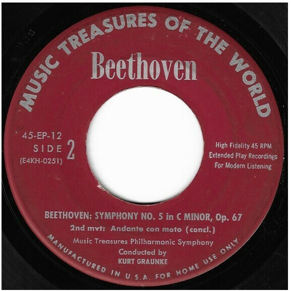 Graunke, Kurt / Beethoven: Symphony No. 5 | Music Treasures of the World 45-EP-12 | EP, 7&quot; Vinyl | 1954 | Sides 2 + 7