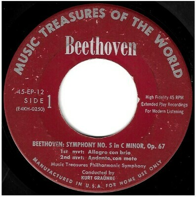 Graunke, Kurt / Beethoven: Symphony No. 5 | Music Treasures of the World 45-EP-12 | EP, 7&quot; Vinyl | 1954 | Sides 1 + 8