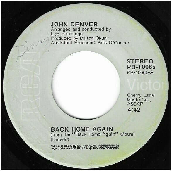 Denver, John / Back Home Again | RCA Victor PB-10065 | Single, 7" Vinyl | September 1974