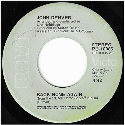 Denver, John / Back Home Again | RCA Victor PB-10065 | Single, 7" Vinyl | September 1974