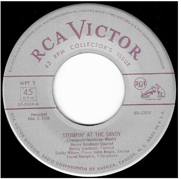 Goodman, Benny (Quartet) / Stompin&#39; At the Savoy | RCA Victor 27-0006 | Single, 7&quot; Vinyl | 1951 | 45 RPM Collector&#39;s Issue | Artie Shaw