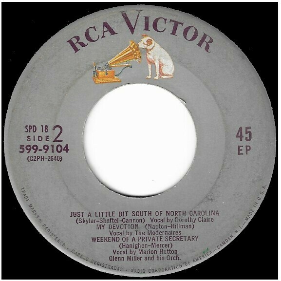 Miller, Glenn / Just a Little Bit South of North Carolina + 5 | RCA Victor 599-9104 | EP, 7&quot; Vinyl | 1956