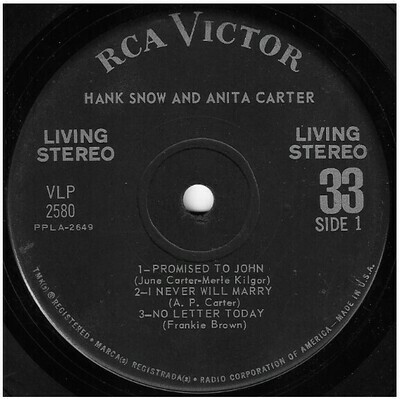 Snow, Hank (+ Anita Carter) / Together Again | RCA Victor VLP-2580 | EP, 7" Vinyl | 1962 | Living Stereo
