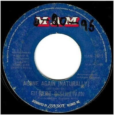 O&#39;Sullivan, Gilbert / Alone Again (Naturally) | MAM-3619 | Single, 7&quot; Vinyl | May 1972