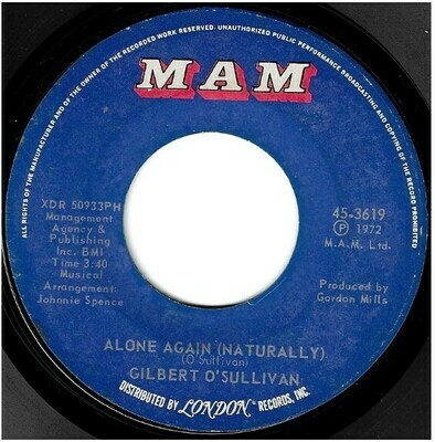 O&#39;Sullivan, Gilbert / Alone Again (Naturally) | MAM 45-3619 | Single, 7&quot; Vinyl | May 1972