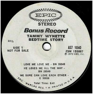 Wynette, Tammy / Bedtime Story - Bonus Record | Epic AS7-1040 | EP, 7" Vinyl | 1972 | Promo