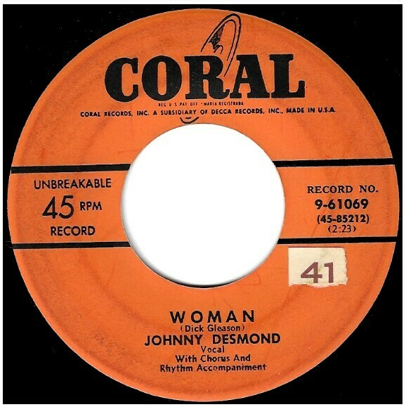 Desmond, Johnny / Woman | Coral 9-61069 | Single, 7" Vinyl | 1953