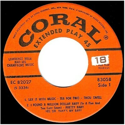 Welk, Lawrence / Fox Trot Medleys | Coral EC-82027 | EP, 7" Vinyl | 2 Record Set | 1956