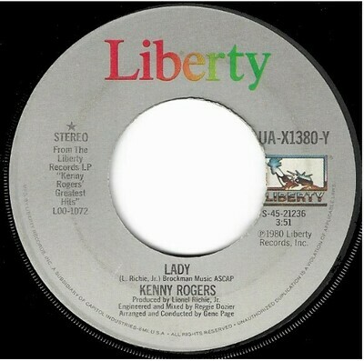 Rogers, Kenny / Lady | Liberty UA-X1380-Y | Single, 7&quot; Vinyl | September 1980