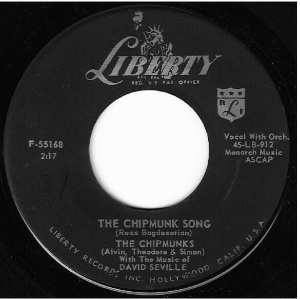 Chipmunks, The / The Chipmunk Song | Liberty F-55168 | Single, 7" Vinyl | November 1958