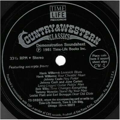 Various Artists / Country + Western Classics | Time Life / Eva-Tone CW-2 | Flexi-Disc | 1981