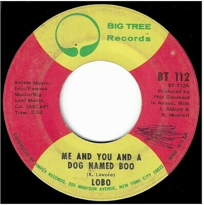 Lobo / Me and You and a Dog Named Boo | Big Tree BT-112 | Single, 7&quot; Vinyl | March 1971