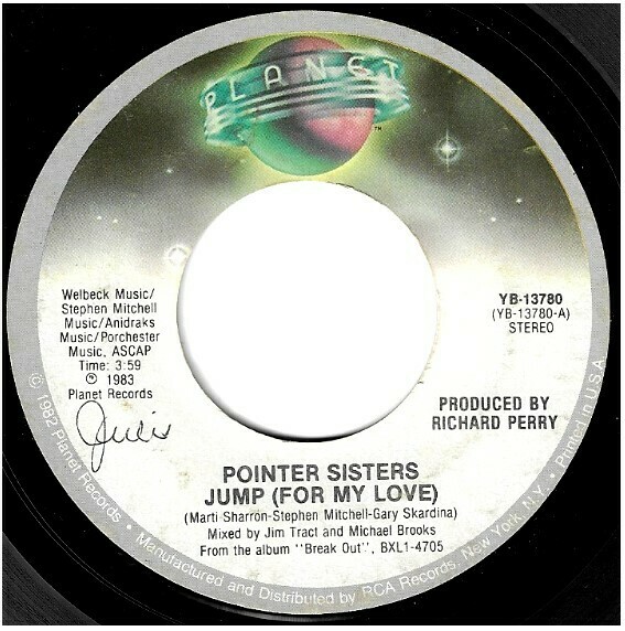 Pointer Sisters / Jump (For My Love) | Planet YB-13780 | Single, 7" Vinyl | April 1984