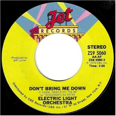 Electric Light Orchestra / Don&#39;t Bring Me Down | Jet ZS9-5060 | Single, 7&quot; Vinyl | July 1979