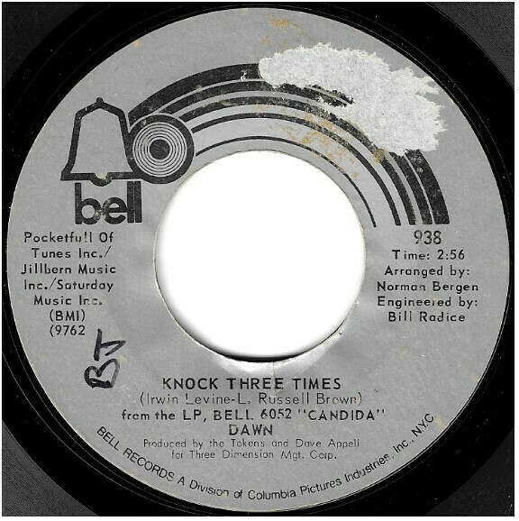 Orlando, Tony (+ Dawn) / Knock Three Times | Bell 938 | Single, 7&quot; Vinyl | November 1970