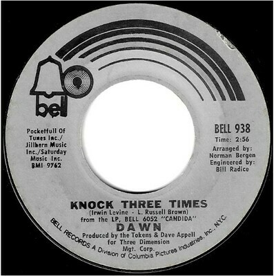 Orlando, Tony (+ Dawn) / Knock Three Times | Bell 938 | Single, 7&quot; Vinyl | November 1970