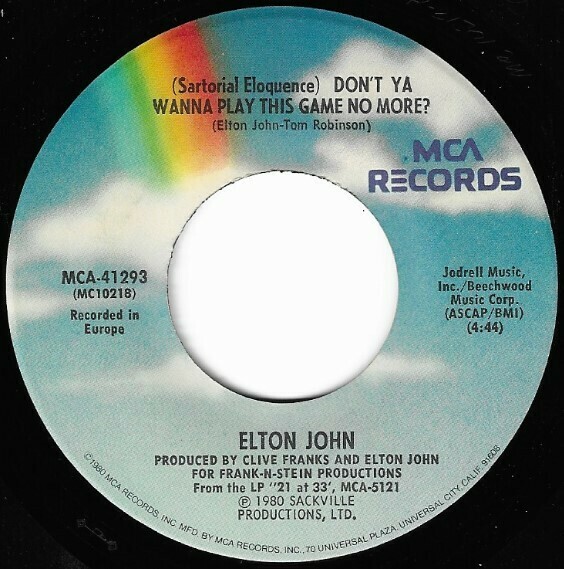 John, Elton / Sartorial Eloquence | MCA 41293 | July 1980