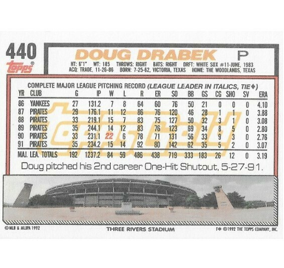 Doug Drabek - Pirates #79 Donruss 1988 Baseball Trading Card