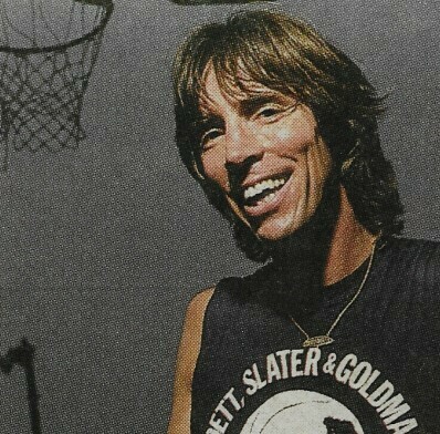 Boston / Tom Scholz with Basketball, Hoop in Background | Photo Print