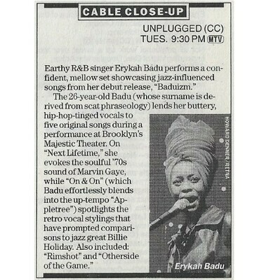 Badu, Erykah / Unplugged (Cable Close-Up) | July 1997