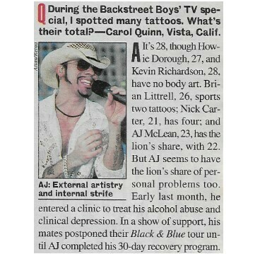 Backstreet Boys / AJ McLean - External Artistry and Internal Strife | August 2001