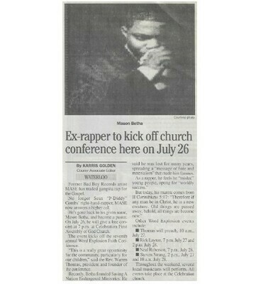 Betha, Mason / Ex-Rapper to Kick Off Church Conference Here On July 26 | Newspaper Article | June 2001