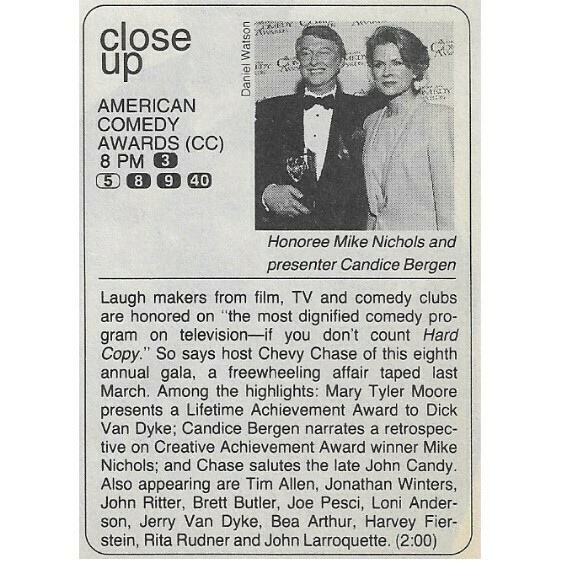 Nichols, Mike / American Comedy Awards (Close Up) | with Candice Bergen | May 1994