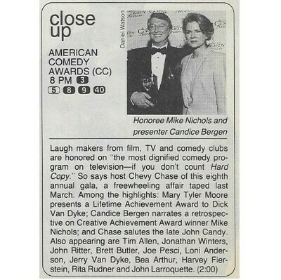 Nichols, Mike / American Comedy Awards (Close Up) | with Candice Bergen | May 1994