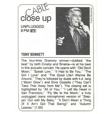 Bennett, Tony / Unplugged (Cable Close Up) | June 1994
