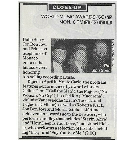 Bee Gees / World Music Awards (Close-Up) | June 1997