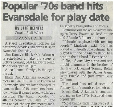 Black Oak Arkansas / Popular &#39;70s Band Hits Evansdale for Play Date | August 2001