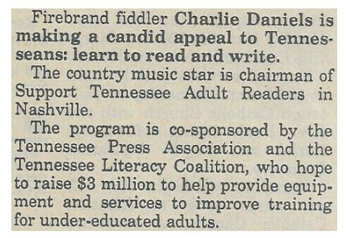 Daniels, Charlie / Candid Appeal to Tennesseans | October 1993