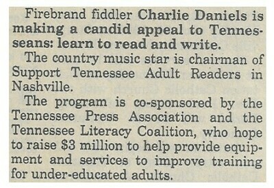 Daniels, Charlie / Candid Appeal to Tennesseans | October 1993