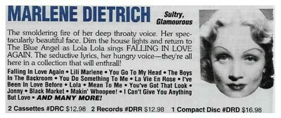 Dietrich, Marlene / Sultry, Glamourous