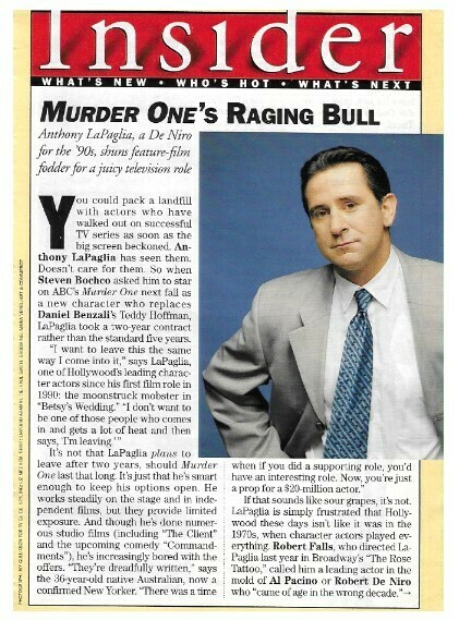 LaPaglia, Anthony / Murder One&#39;s Raging Bull | Magazine Article | July 1996