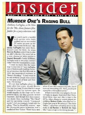 LaPaglia, Anthony / Murder One&#39;s Raging Bull | Magazine Article | July 1996