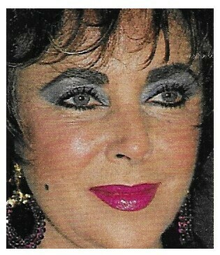 Taylor, Elizabeth / Closeup, Gold-Purple Earrings (April 1993)