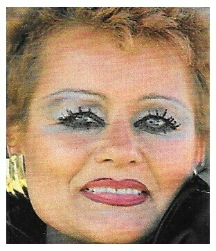 Bakker, Tammy Faye / Closeup, Black Coat, Gold Earrings (1993)