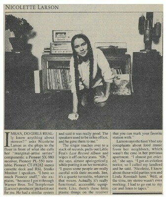Larson, Nicolette / I Mean, Do Girls Really Know Anything About Stereos? / 1980
