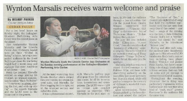 Marsalis, Wynton / Receives Warm Welcome and Praise | Newspaper Article | October 2001