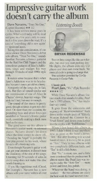 Navarro, Dave / Trust No One | Newspaper Review | June 2001