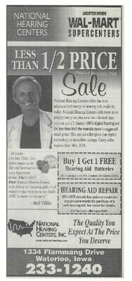 Tillis, Mel / National Hearing Centers | Magazine Ad | 2001 | Version 1