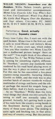 Nelson, Willie / Somewhere Over the Rainbow | Magazine Review | July 1981