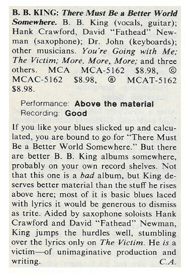 King, B.B. / There Must Be a Better World Somewhere | Magazine Review | July 1981