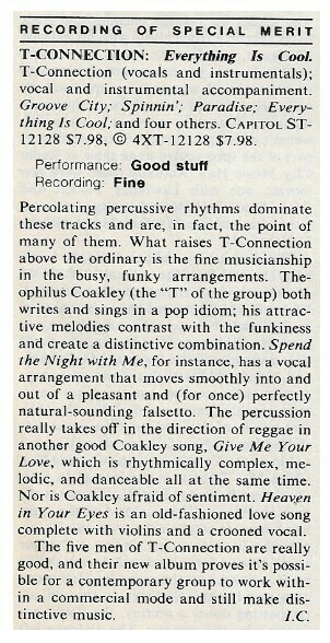 T-Connection / Everything Is Cool | Magazine Review | July 1981