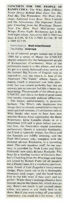 Various Artists / Concerts for the People of Kampuchea | Magazine Review | July 1981