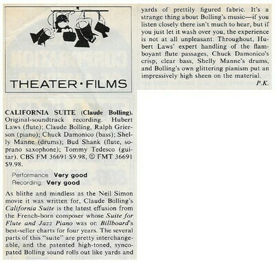 Soundtrack / California Suite | Magazine Review | July 1981
